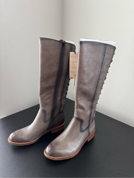 Sofft Shoes - Sofft Women's Over-the-Knee Gray Leather Boots with Lace-Back Detail